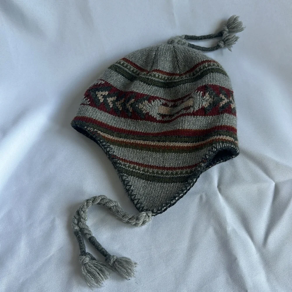 Dorfman Pacific Co. DPC Grey Red Green Tan Wool Blend Knit Hat Beanie OS